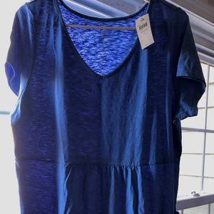 J Jill Blue Lotus V Neck T-shirt Dress NEW NWT Large L Casual Spring Lightweight